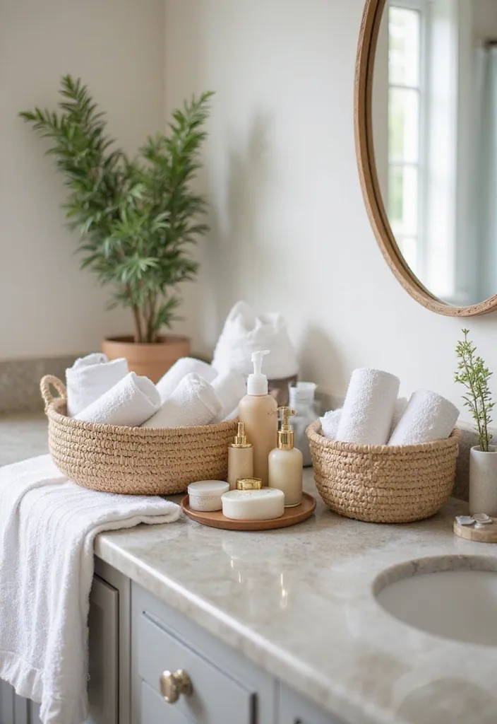 18 Stylish Storage Ideas for Compact Bathrooms That'll Change Your Life! - 5. Decorative Baskets