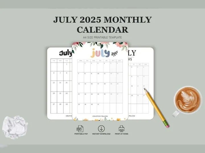 July 2025 Monthly Calendar