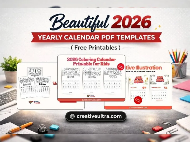 25+ Beautiful 2026 Yearly Calendar PDF Templates (Free Printables)