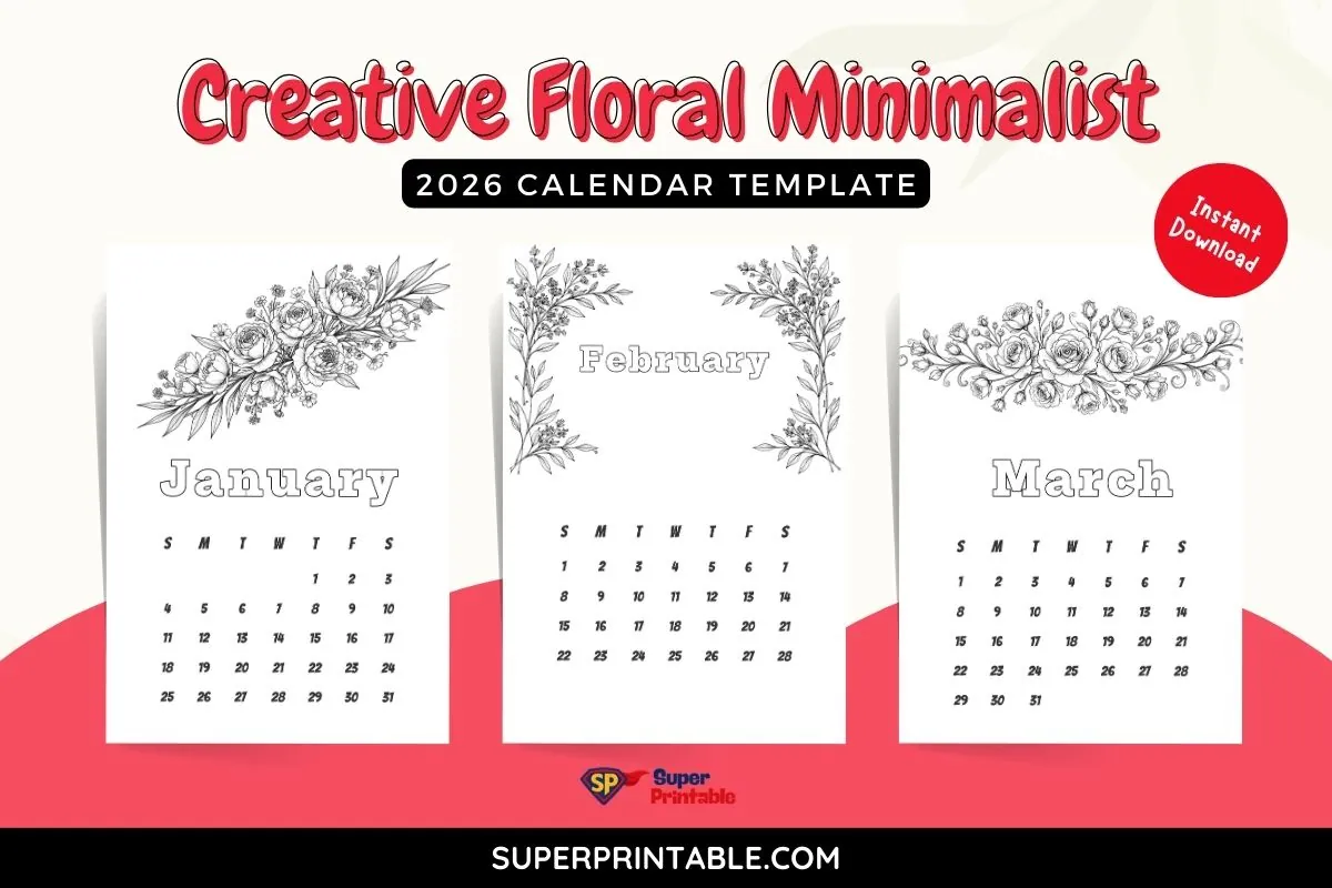 Creative Floral Minimalist 2026 Calendar
