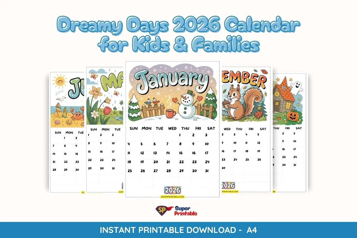 Dreamy Days 2026 Calendar for Kids & Families