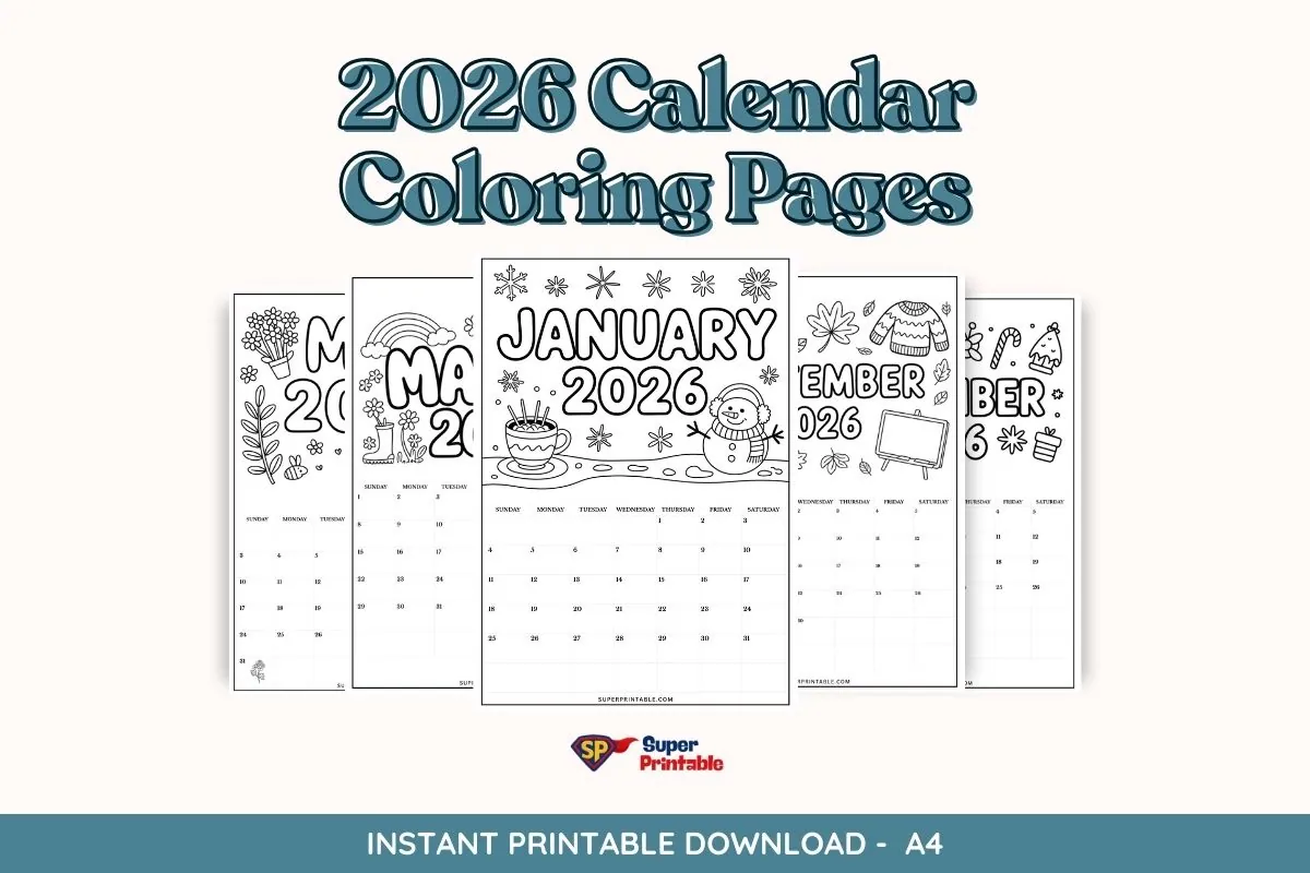 2026 Calendar Coloring Pages