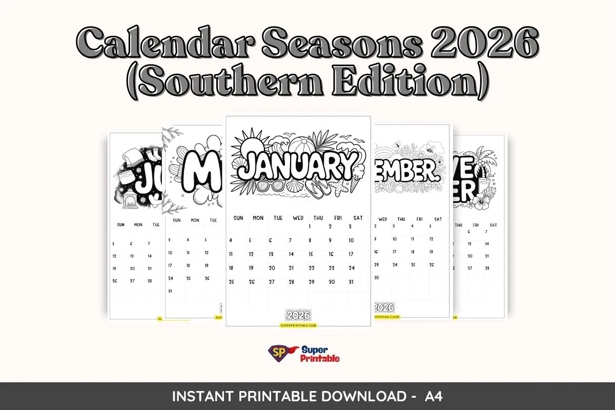 Calendar Seasons 2026 (Southern Edition) | Free PDF Printables